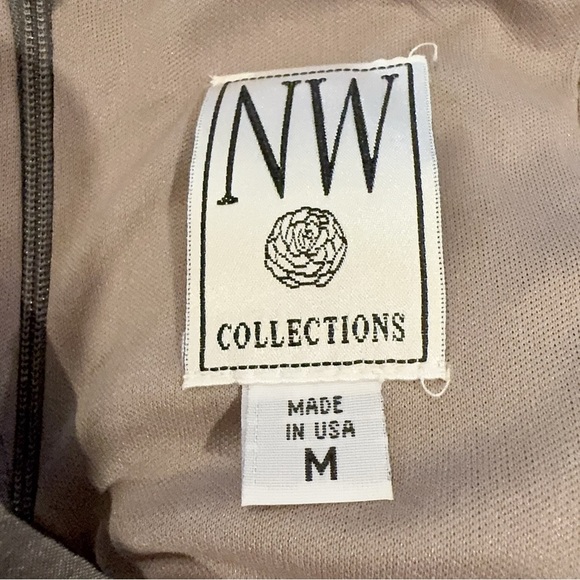 NW Collection Grey Metallic Tiered Mini Dress Preowned Size M - Picture 7 of 8